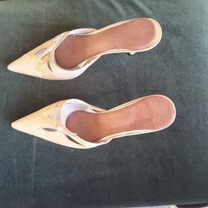 Nine West beige mule heels